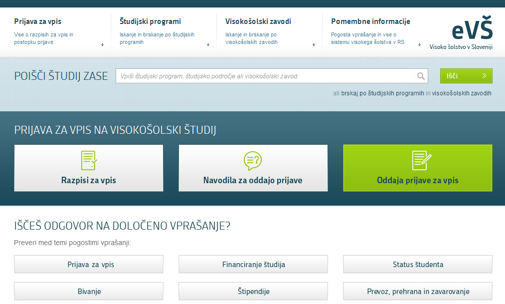 Portal eVŠ o vpisu