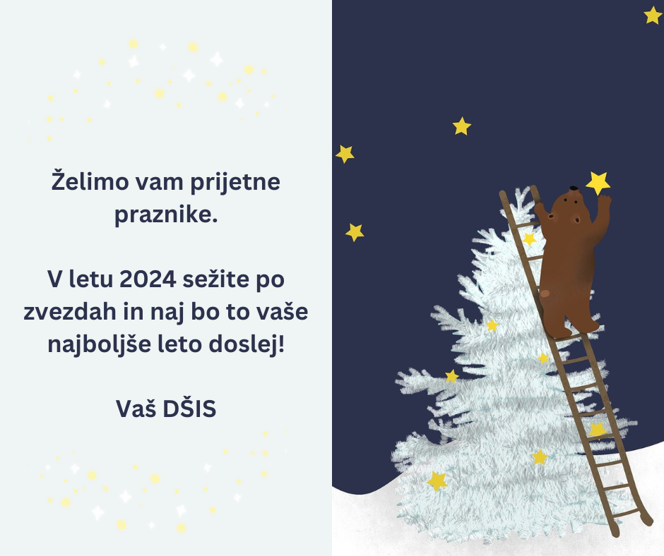 Medved zvezde z neba polaga na zasneženo jelko