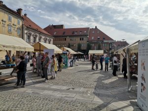 Stojnice različnih invalidskih društev na Glavnem trgu