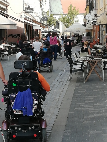 Udeleženci inkluzivnega pohoda na Poštni ulici v Mariboru