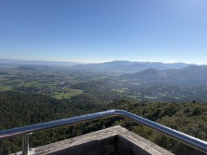 Pogled z vrha na okoliška drevesa in griče